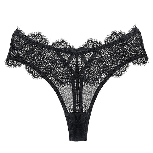 Sexy Lace Thong Thin See-Through Hollow Out Low Waist Panties