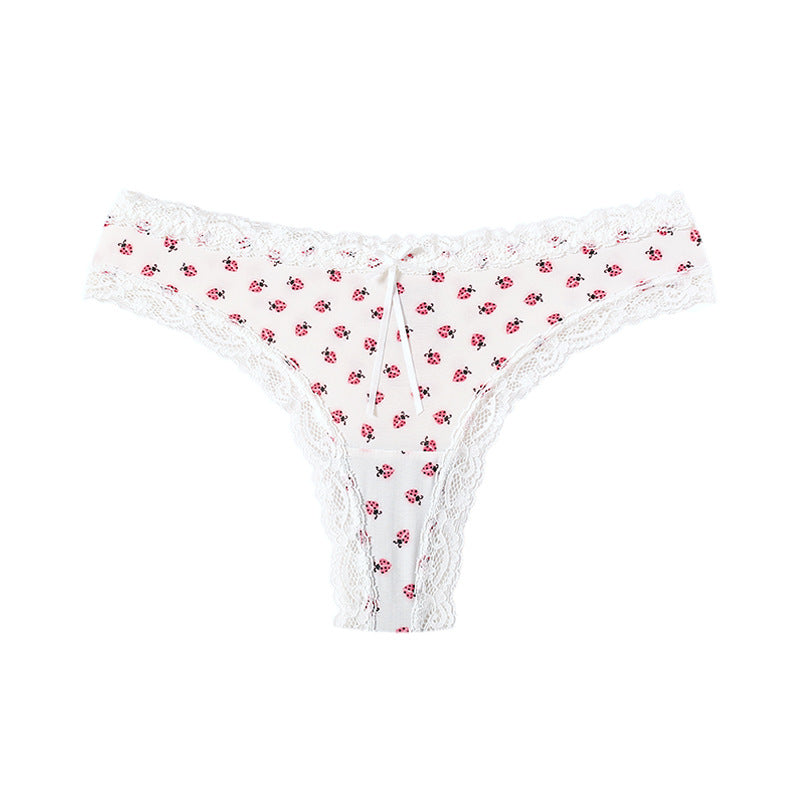 Sexy Ice Silk Seamless Lace Thong Panties