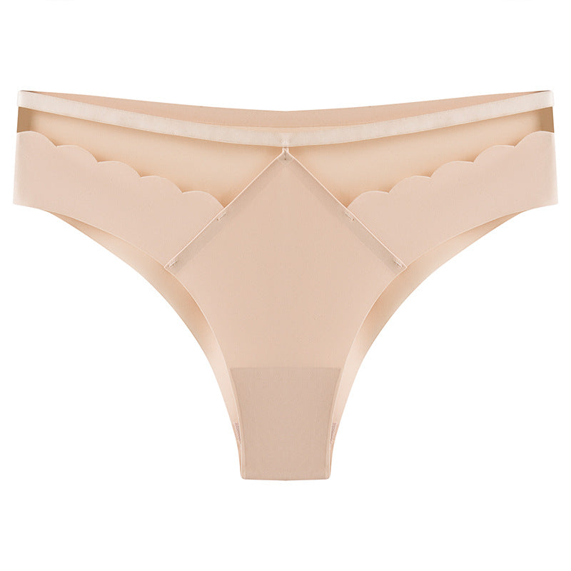 Sexy Ice Silk Lift Hip Low Waist Panties No Trace Invisible Sports Triangle Pants