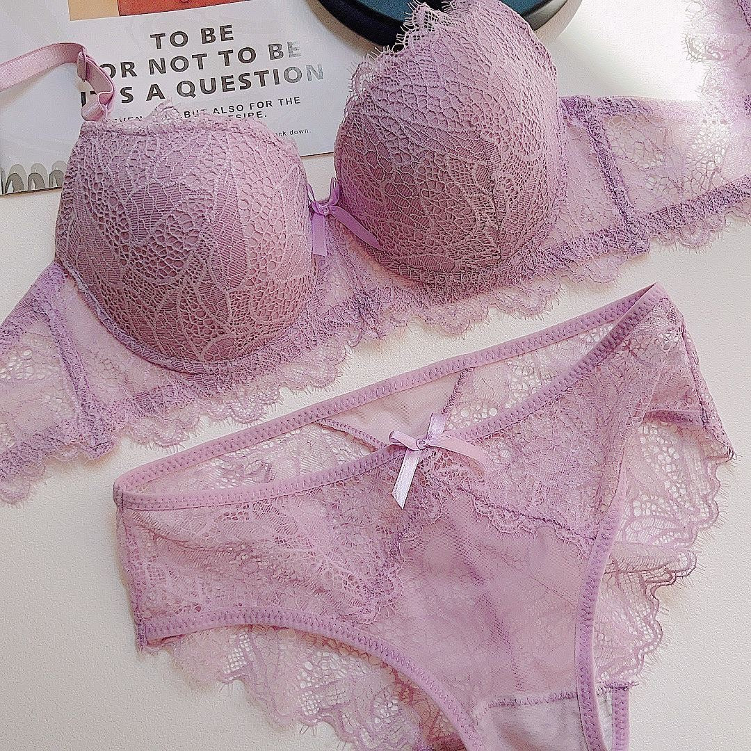 Sweet Lace Pure Desire Thin Cup Sexy Cross Back Plus Size Bra Set