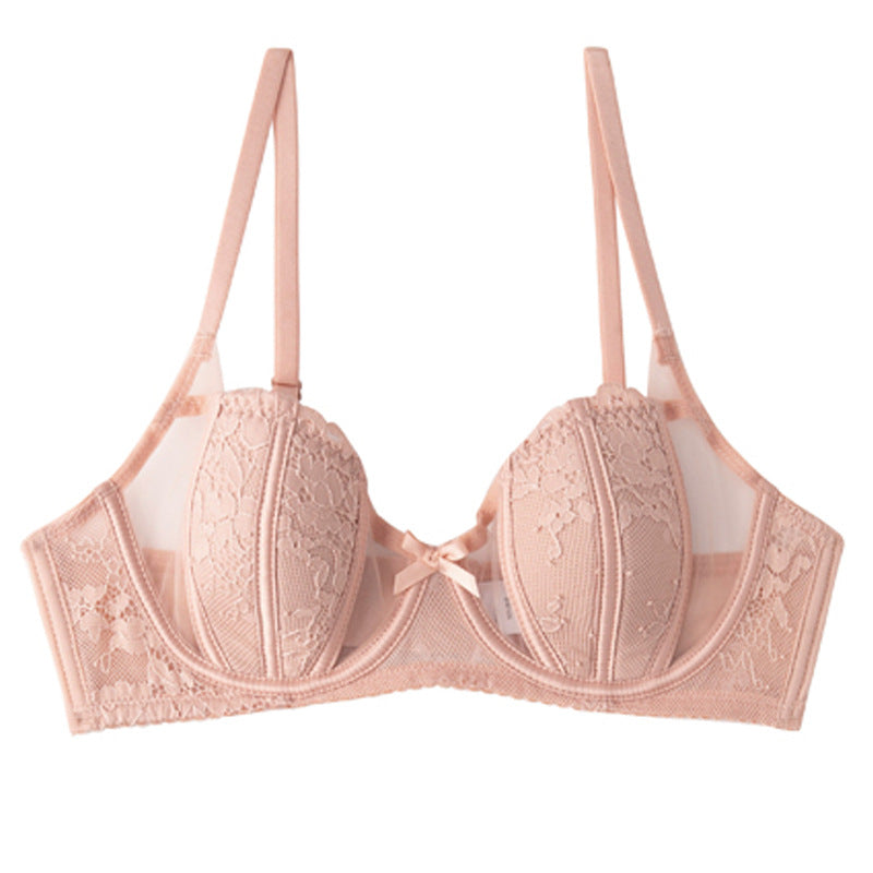 Elegant French Style Bra with Lace Edge and Bunny Ear Cups
