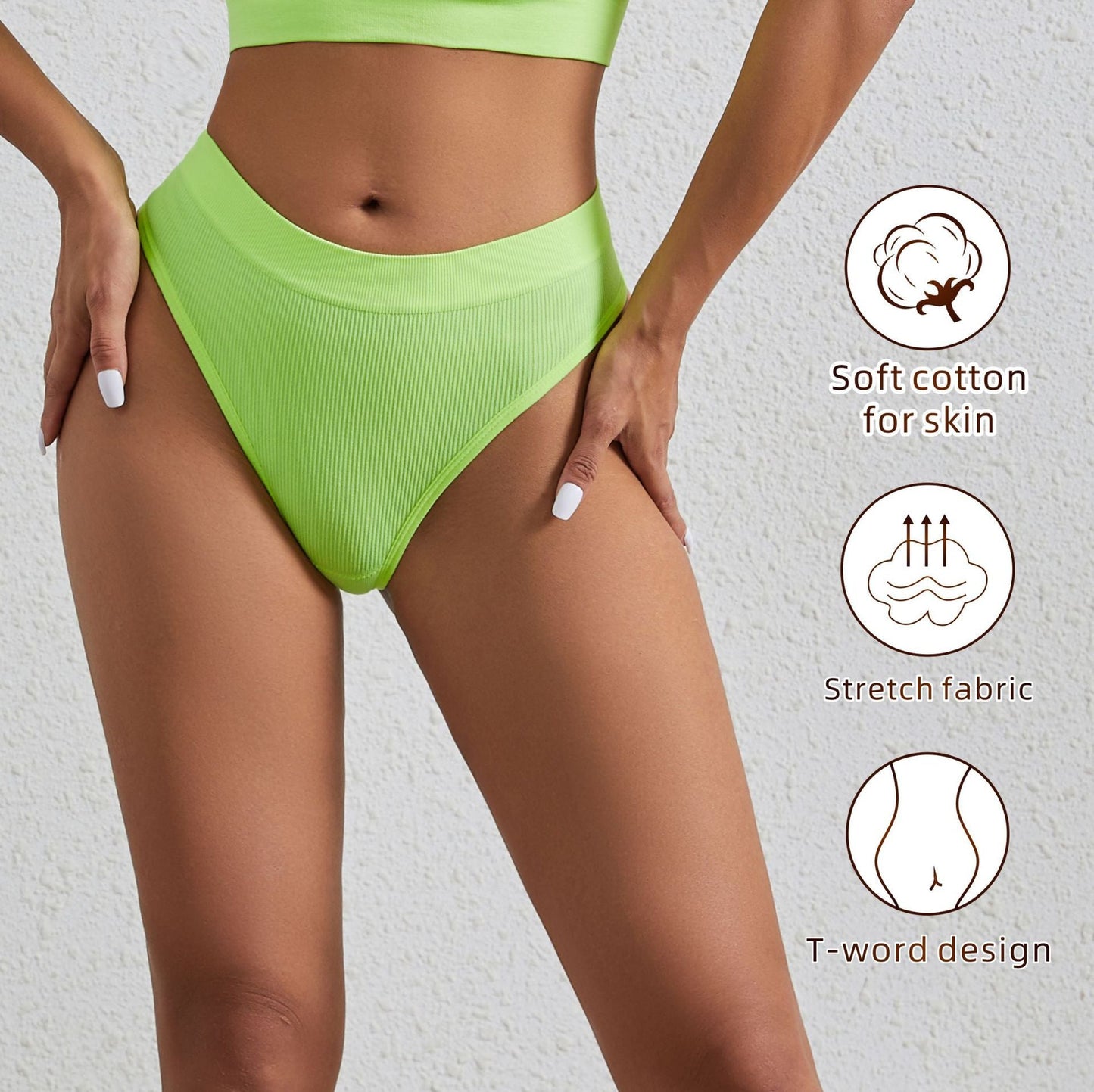 Yoga Seamless Threaded Mid-Low Waist Sexy Cotton Gear Sports Triangle Inner T Panties