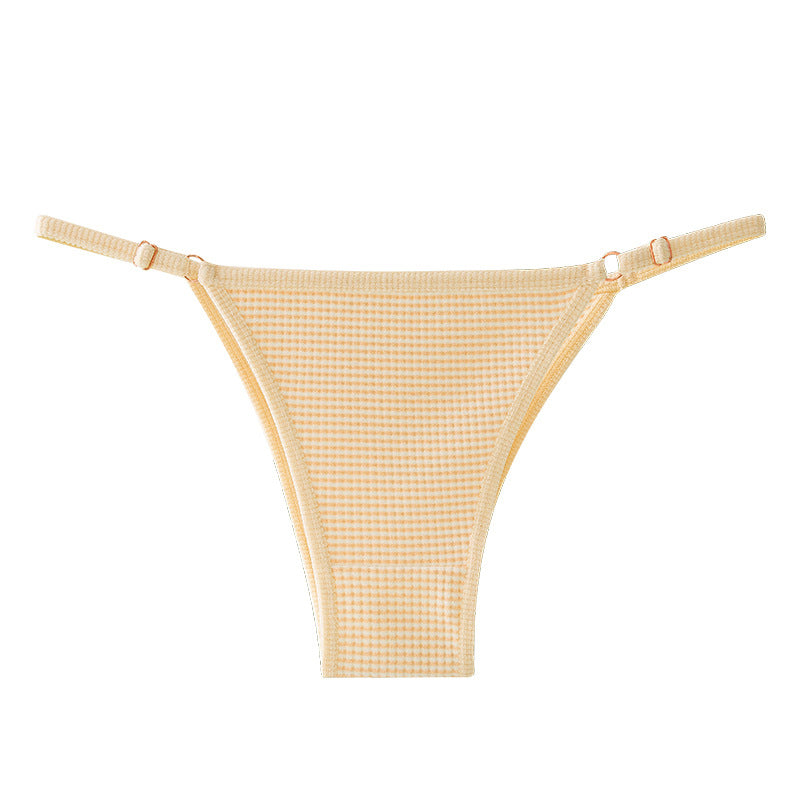 Adjustable Buckle Spaghetti Strap Thong Sexy Striped Panties