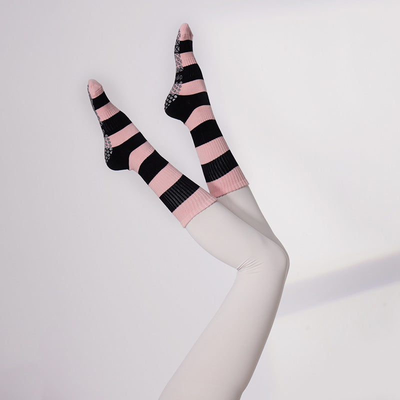 Wide Stripe Mid-Length Pilates Non-Slip Socks Yoga Dance Socks