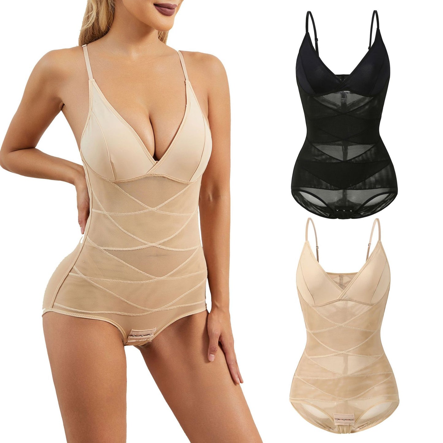 Traceless Triangle Corset Mesh Body Sport Shaper Bodysuit
