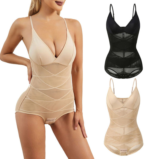 Traceless Triangle Corset Mesh Body Sport Shaper Bodysuit