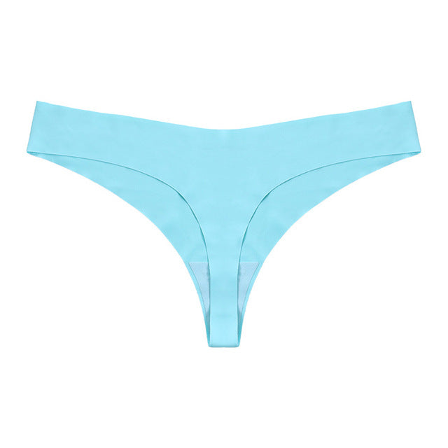 Low Waist Ice Silk Nude Cotton Crotch Large Size T Panties Sexy One Piece Briefs