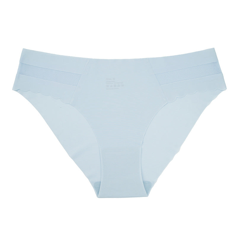 Seamless Ice Silk Panties One Piece Cotton Crotch Breathable Solid Color Triangle Pants