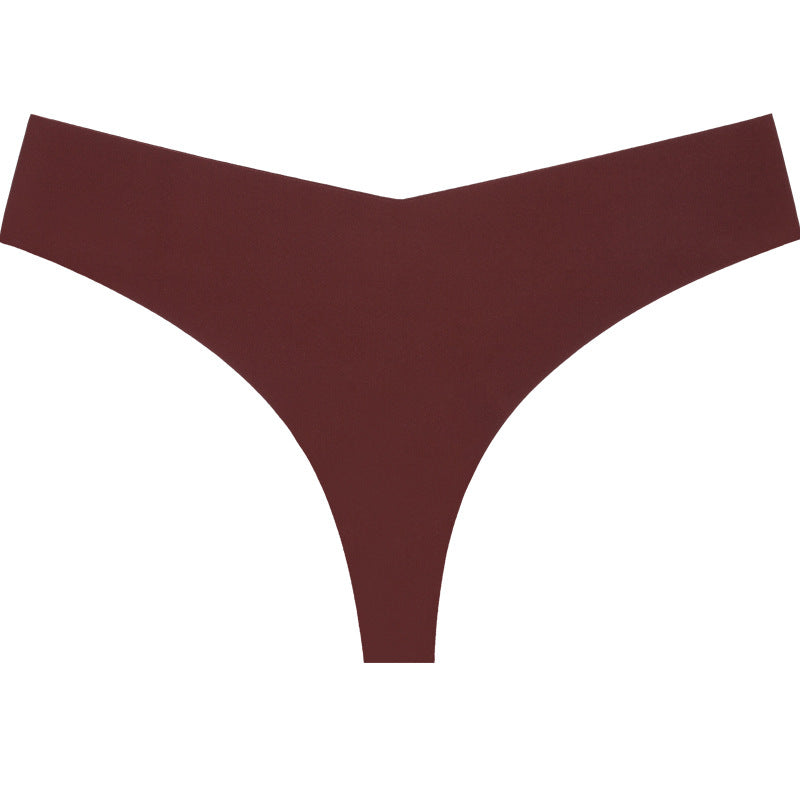 Low Waist Ice Silk Nude Cotton Crotch Large Size T Panties Sexy One Piece Briefs
