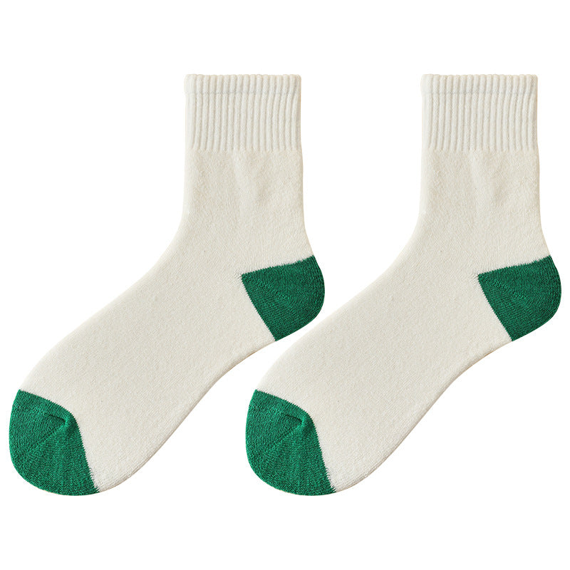 Thin Section Mid-calf Retro Rhombic Jacquard Pile Tide Socks Cotton Socks