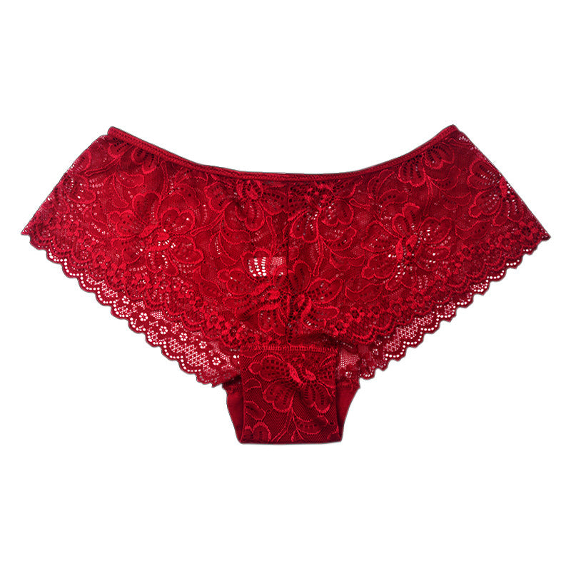 Sexy Lace Panties Hollowed Out Hip Lifting Low Waisted Boxer Briefs