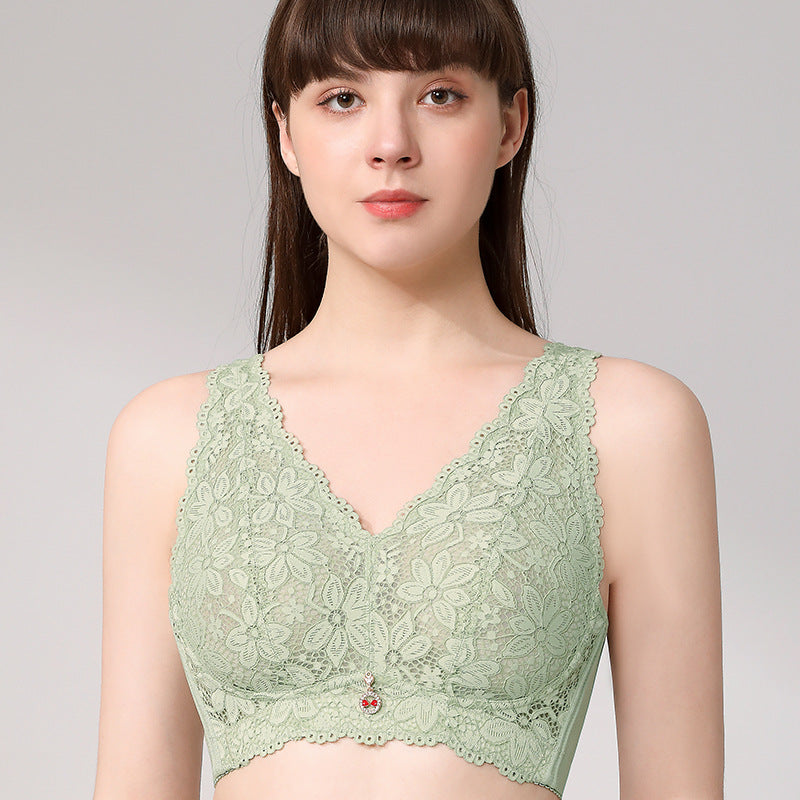 Crystal Cups Ultra-thin Style Non-Steel Ring Full Cup Bra