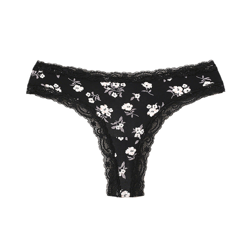 Sexy Ice Silk Seamless Lace Thong Panties