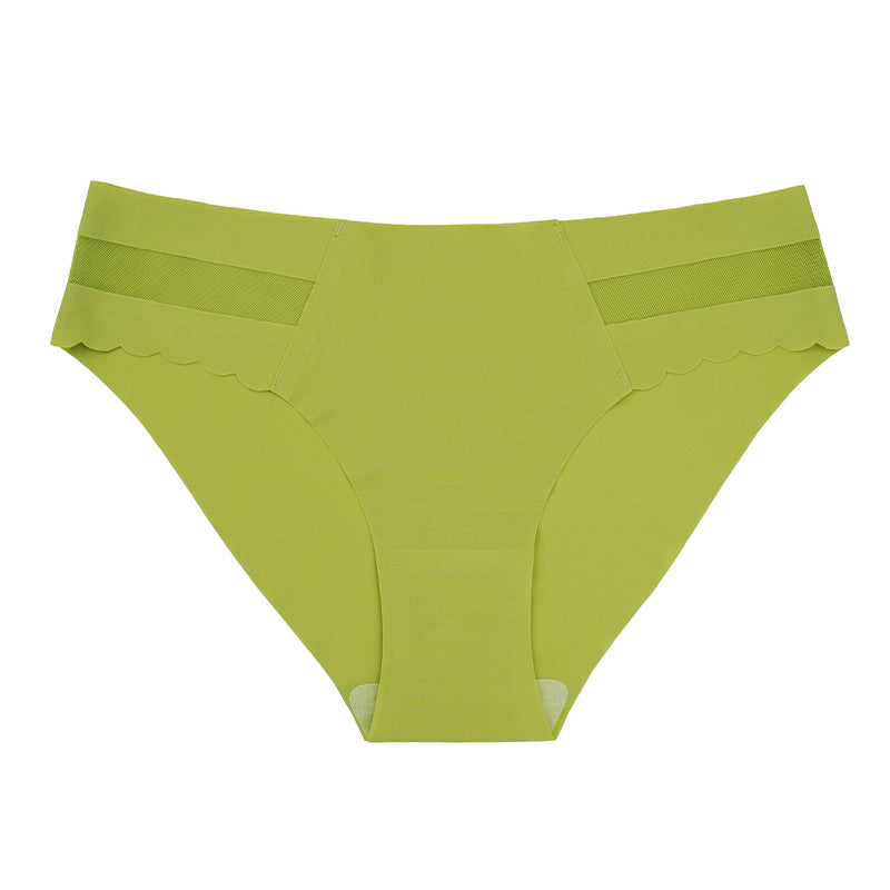Seamless Ice Silk Panties One Piece Cotton Crotch Breathable Solid Color Triangle Pants