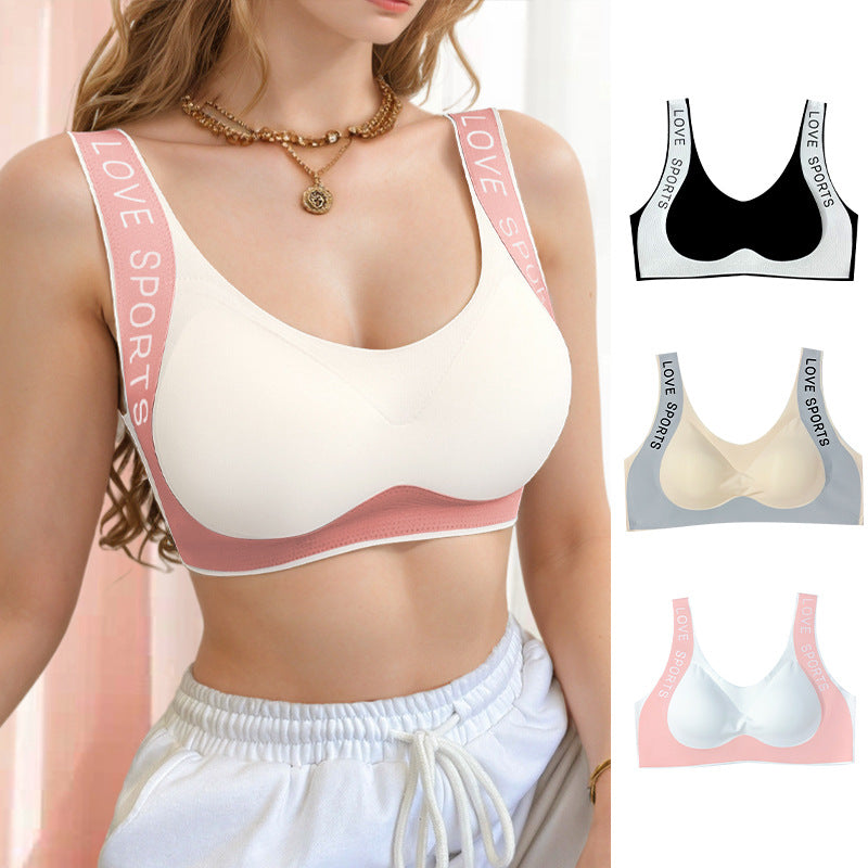 Monogrammed Wide Shoulder Camisole Gathering Cups Non-Skidding Spaghetti Bra
