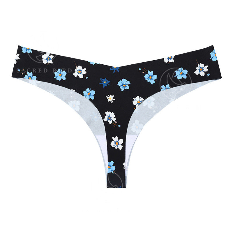 Sexy Low Waist Plus Size Panties Seamless Ice Silk Leopard Thong