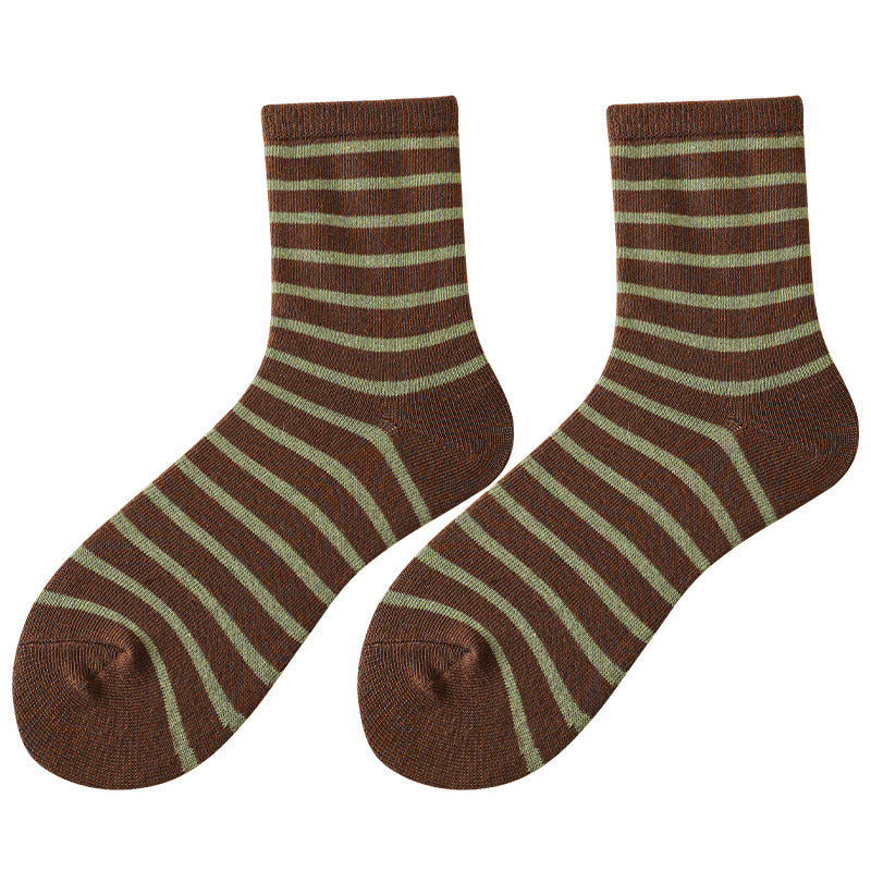 Vintage Mid-calf Flower Rhombus Cotton Stacked Socks Tide Socks