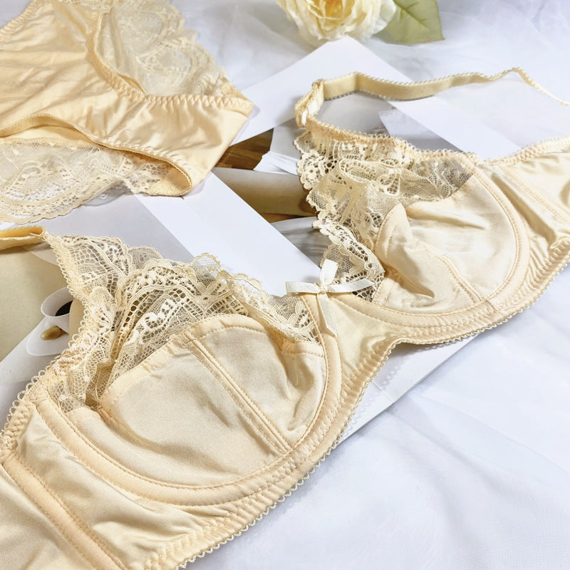 Sexy Ultra-thin Gathering Lace Breathable Plus Size Bra Set