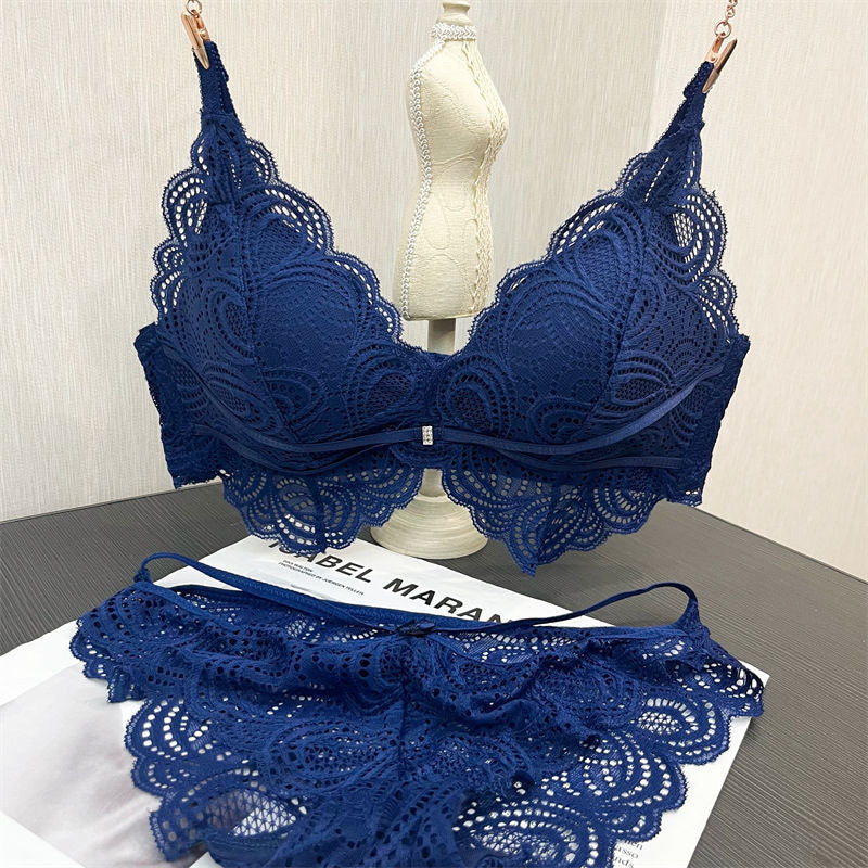 French Sexy Deep V Lace Ultra Thin Bra Set