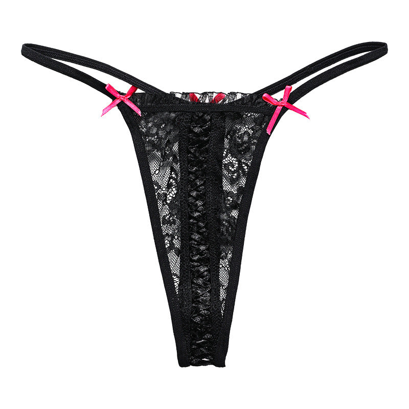 Bow Spaghetti Strap Plus Size Sexy Lace Thongs PAnties