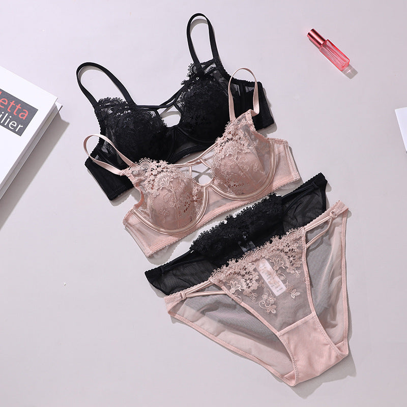 French Lace Embroidered Bra Set