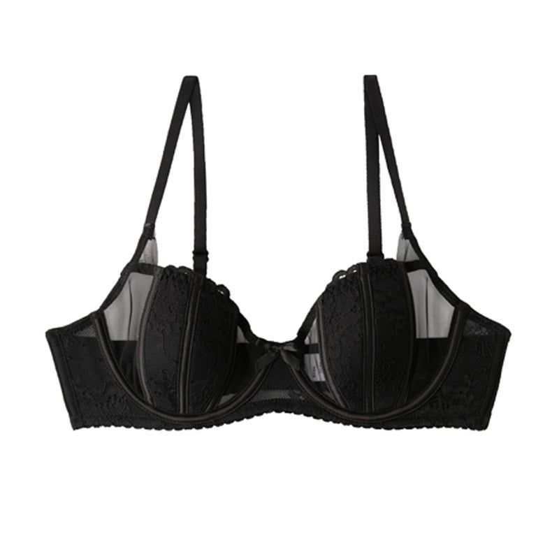 Elegant French Style Bra with Lace Edge and Bunny Ear Cups