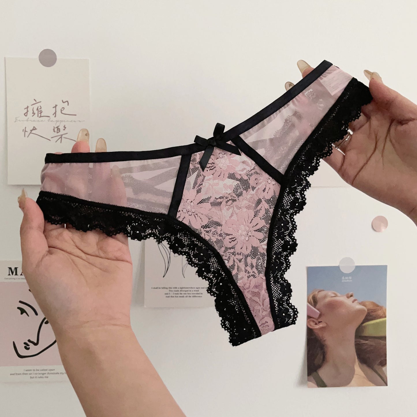 Sexy Lace Cross Tie Hollow Out Thong Panties
