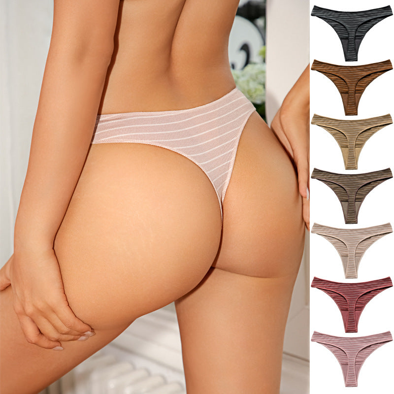 Delicate Striped Soft Skin Friendly Panties Sports Invisible Thong