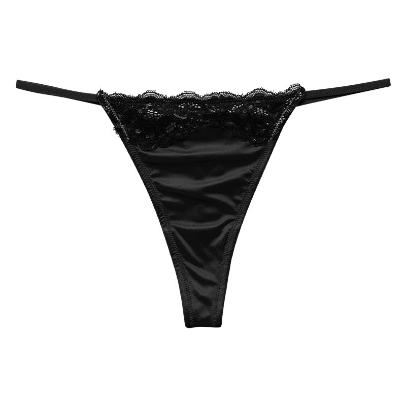 Lace Erotic T Panties Ice Silk Sports Invisible Low Waist Thong