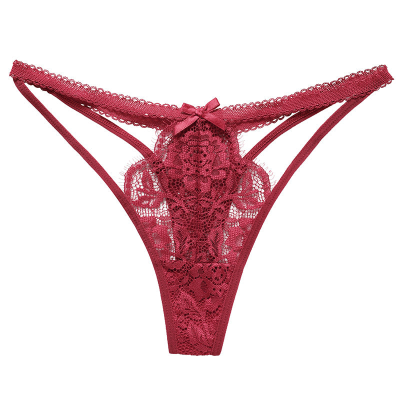 Low Waisted Hot Sexy Lace Delicate Bow Spaghetti Strap Panies Thongs