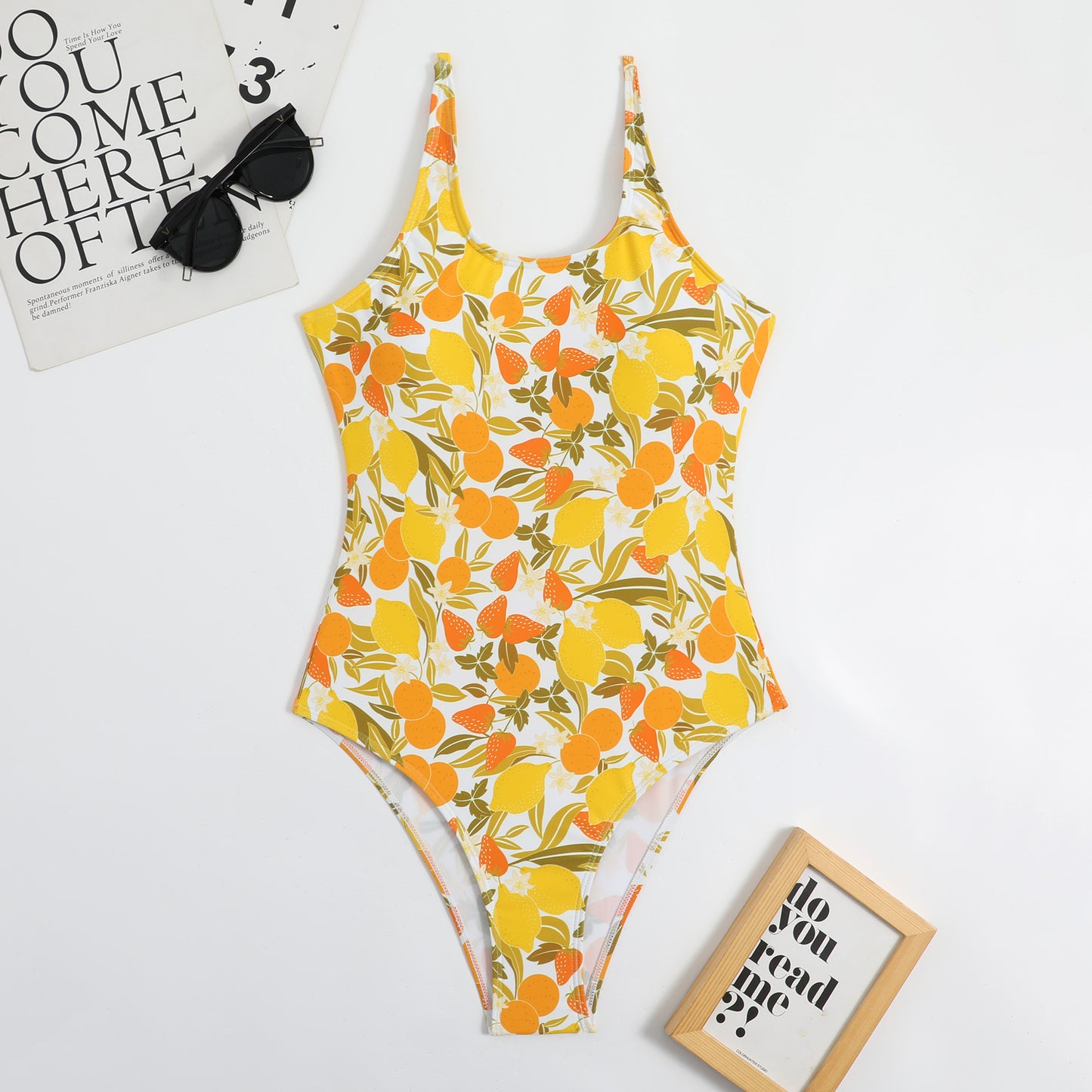 Floral Slim One Piece Swimsuit Tight Backless Swimwear