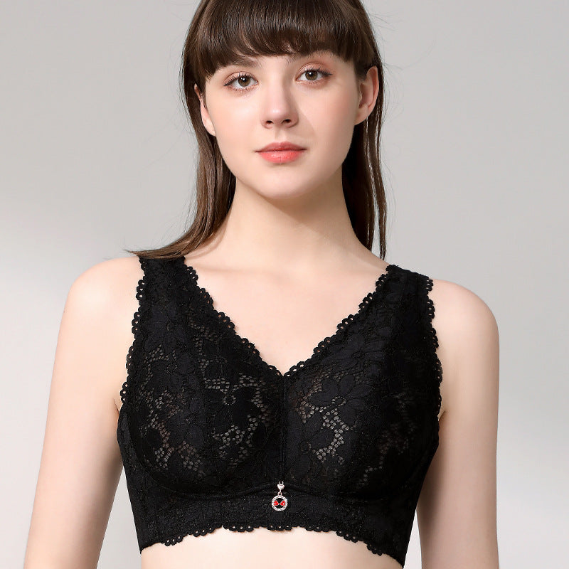 Crystal Cups Ultra-thin Style Non-Steel Ring Full Cup Bra