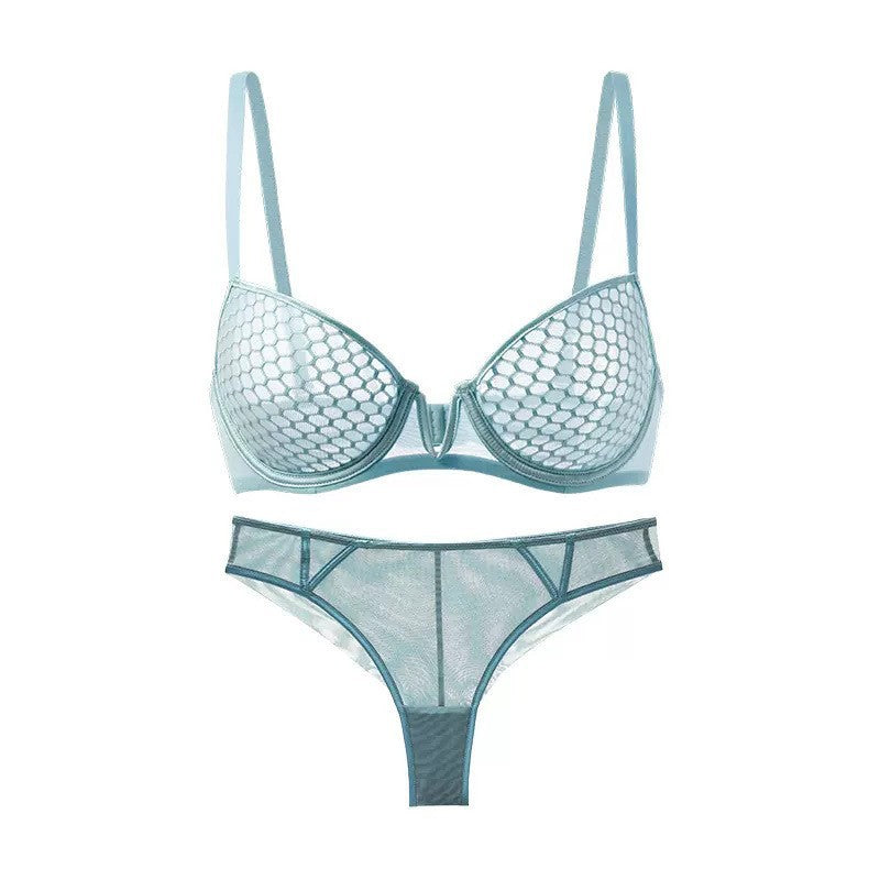 French Lace Sexy Ultra Thin Soft Steel Ring Bra Set
