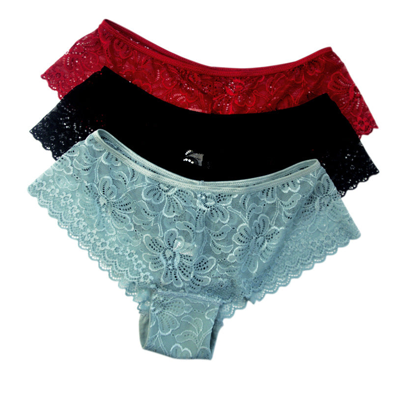 Sexy Lace Panties Hollowed Out Hip Lifting Low Waisted Boxer Briefs