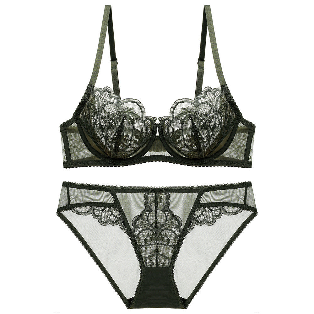 Sexy Lace Ultra-thin Breathable Top Support Bra Set
