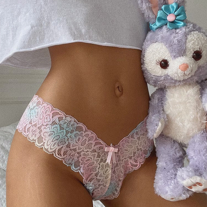Low Waist Women Floral Lace Sexy Seamless Thong Panties