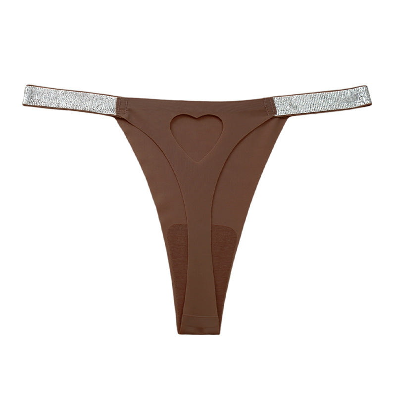 Sexy Low Waisted Heart Shaped Hollow Out Thong Panties Without Trace