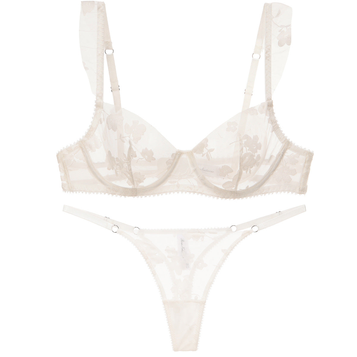 Sexy French Ultra Thin Embroidered Lace Bra Set