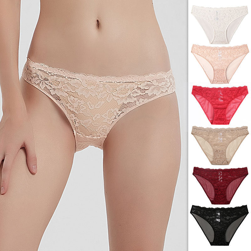 Sexy Hollow Out Lace Sheer Mesh Floral Panties