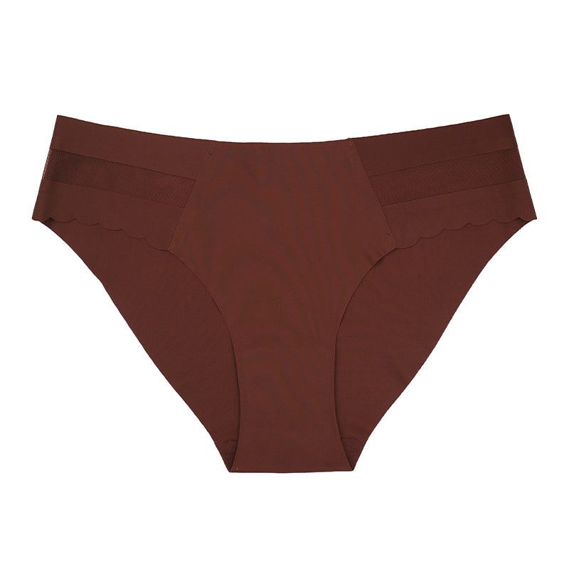 Seamless Ice Silk Panties One Piece Cotton Crotch Breathable Solid Color Triangle Pants