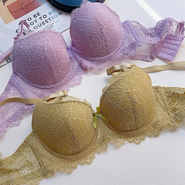 Sweet Lace Pure Desire Thin Cup Sexy Cross Back Plus Size Bra Set