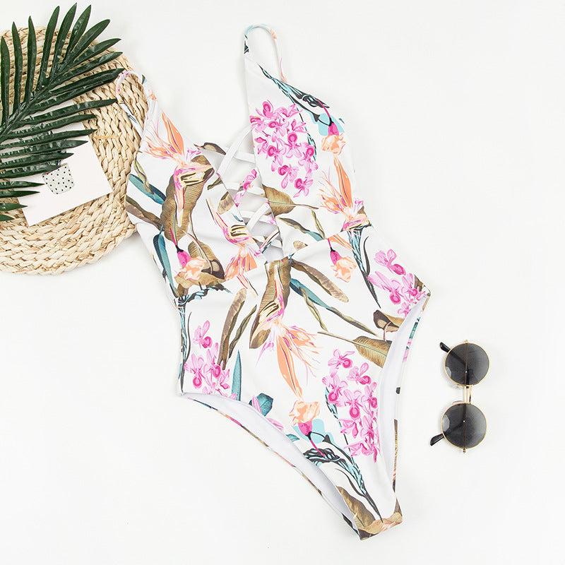 One-piece Women's Halter Swimwear Sexy Printed Bikini