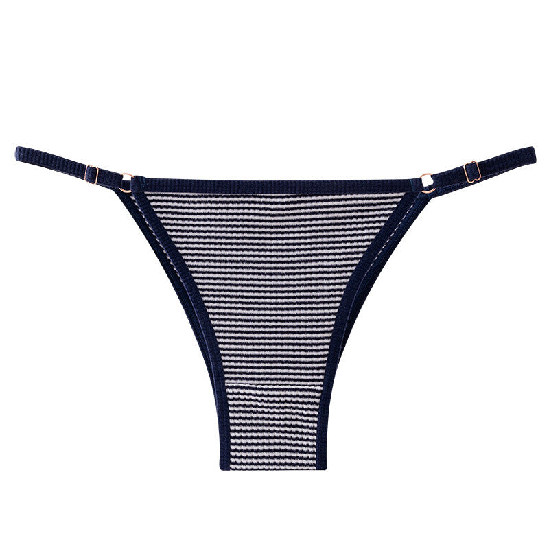Adjustable Buckle Spaghetti Strap Thong Sexy Striped Panties