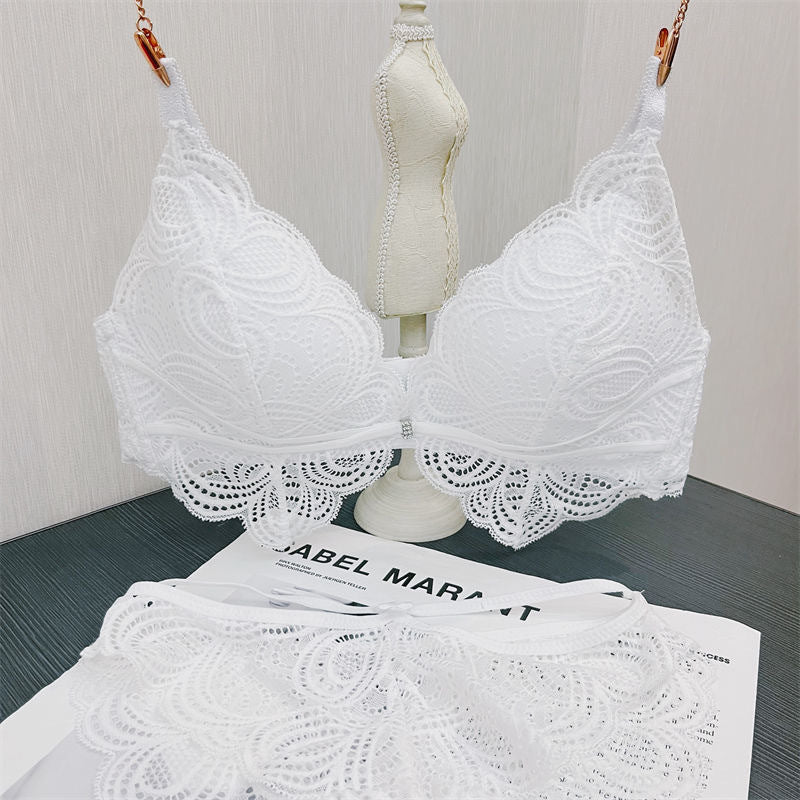 French Sexy Deep V Lace Ultra Thin Bra Set