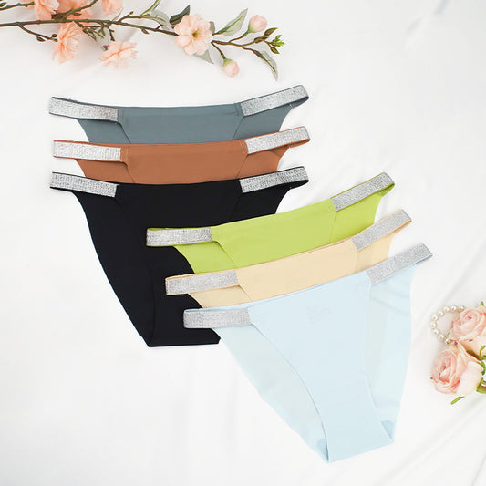 Traceless Ice Silk Low Waisted One Piece Thin Thong Panties
