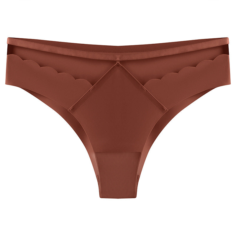 Sexy Ice Silk Lift Hip Low Waist Panties No Trace Invisible Sports Triangle Pants