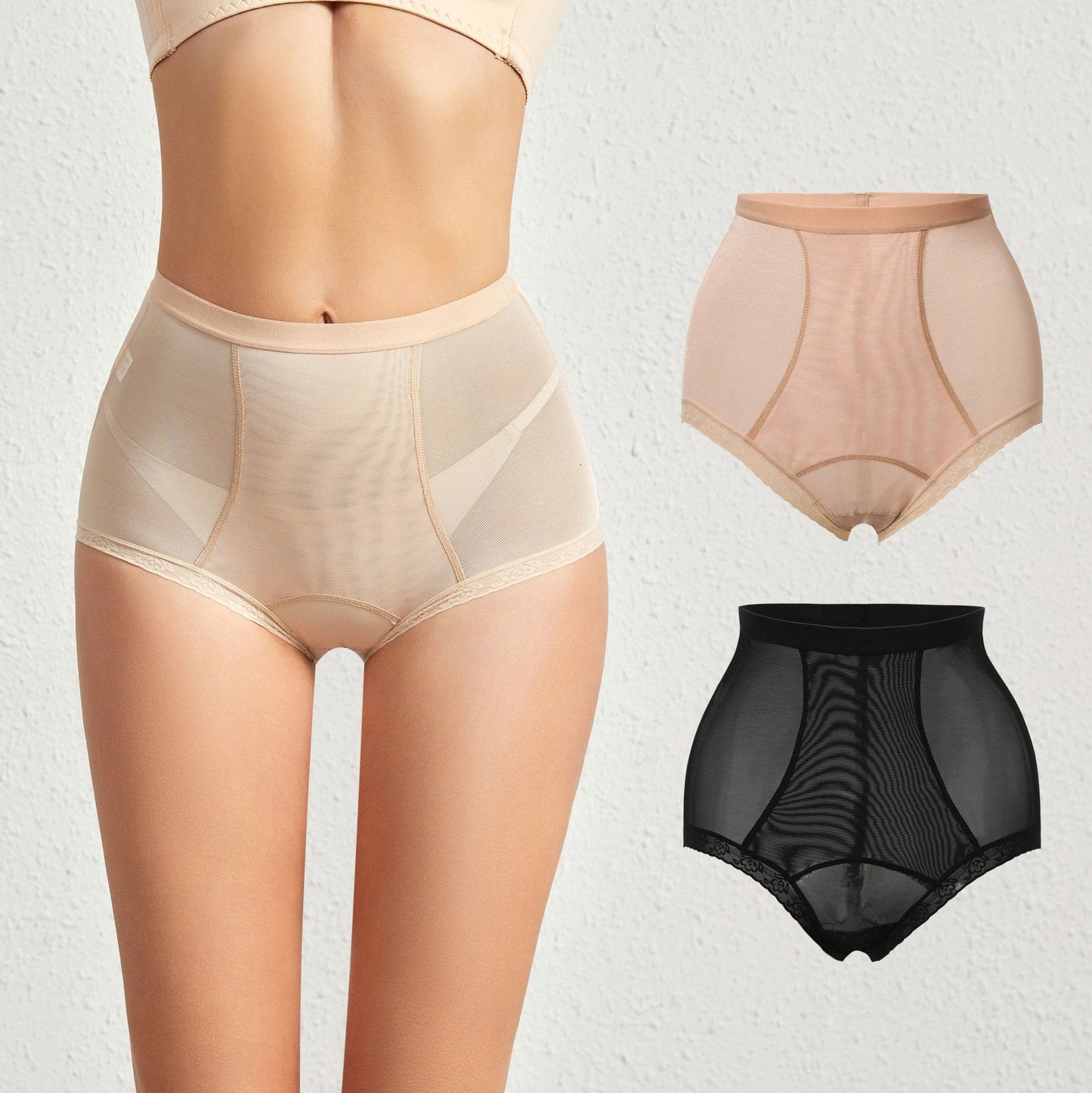 Mid-High Waist Shaping Mesh Breathable Hip Lifting Body Panties Shapewear