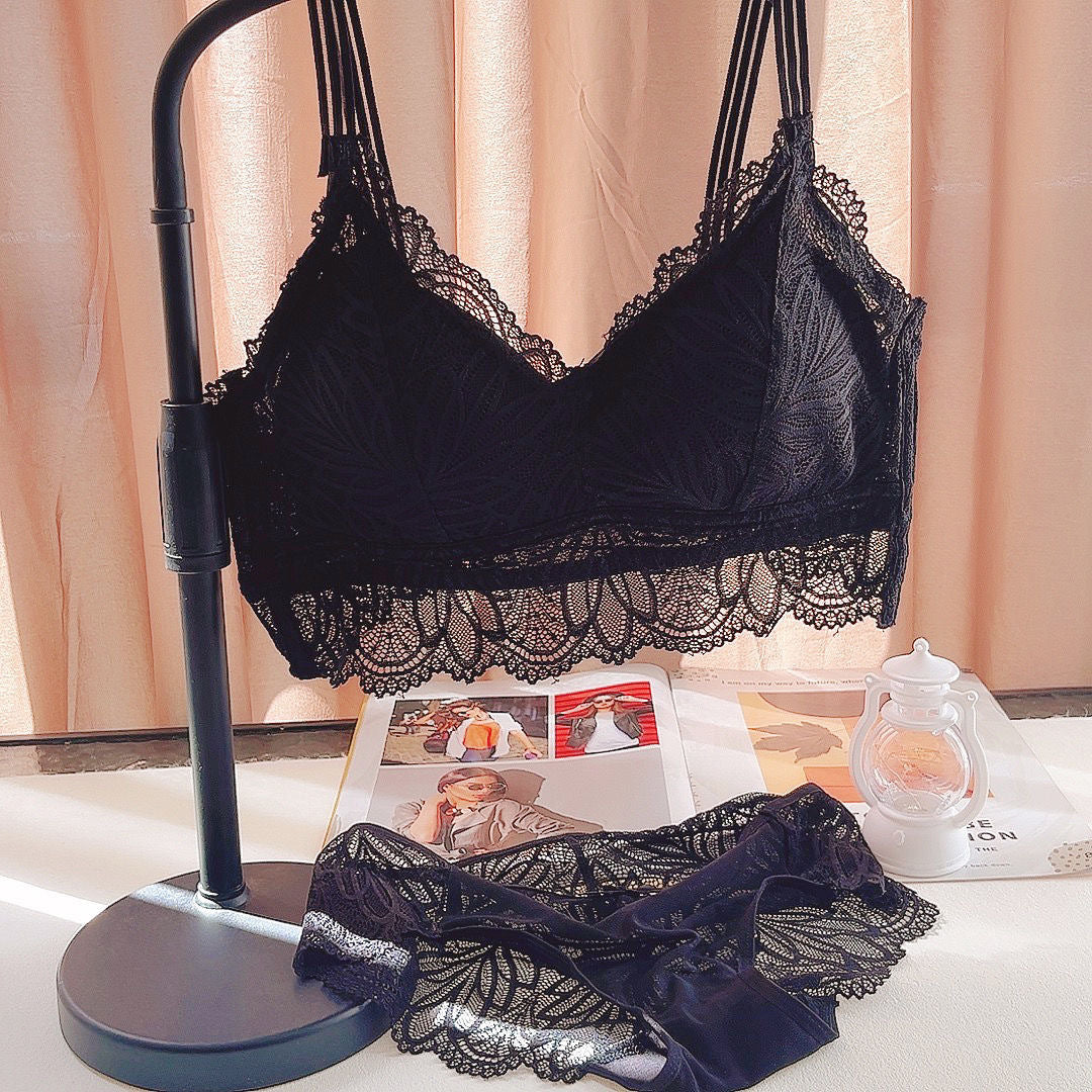 Ultra Thin French Lace Sexy Plus Size Bra Set