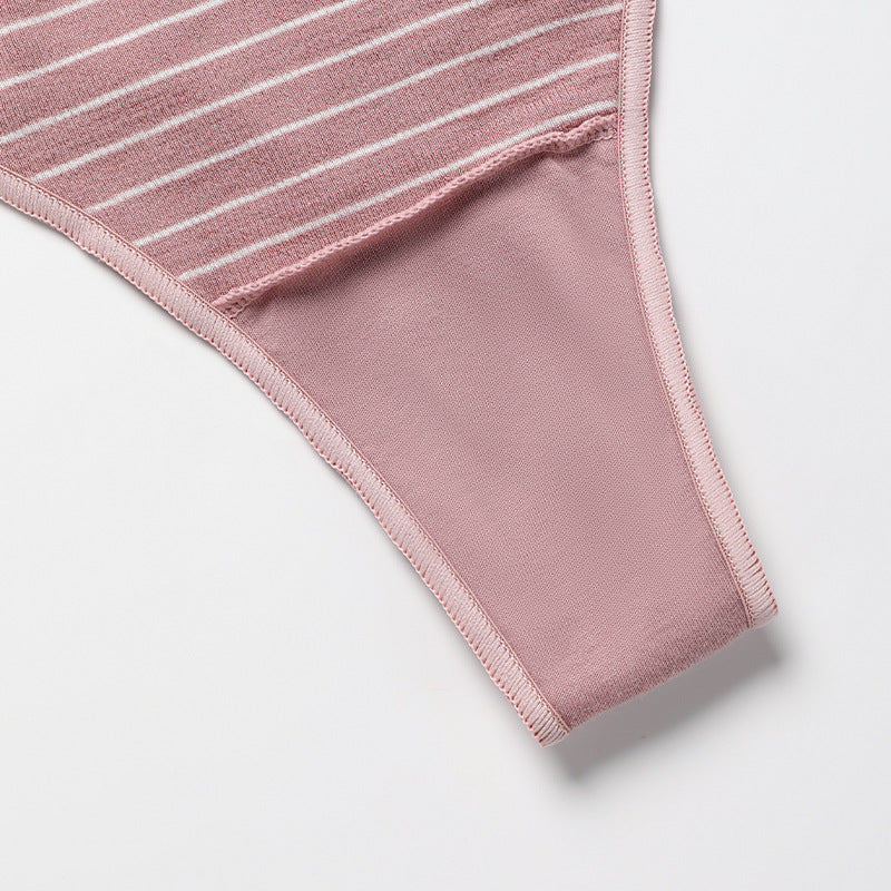Delicate Striped Soft Skin Friendly Panties Sports Invisible Thong