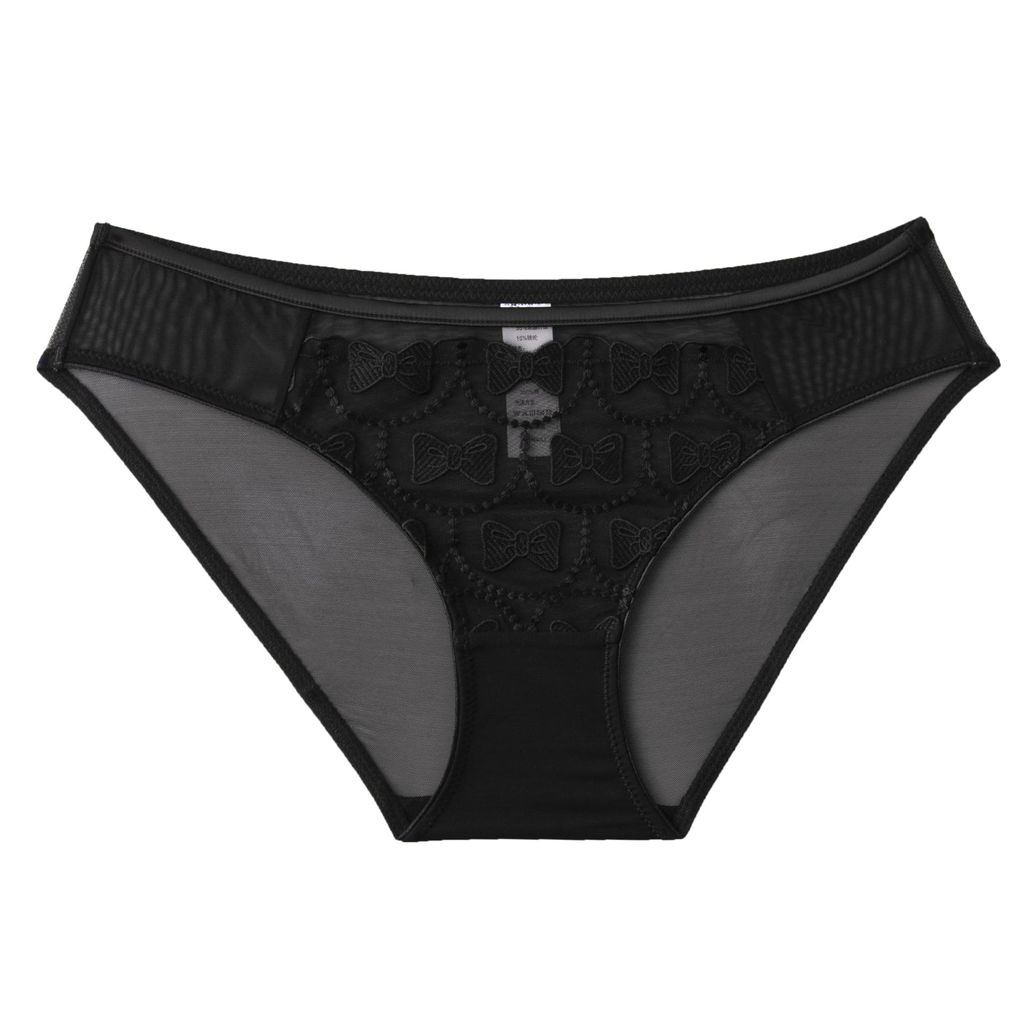 French Sexy Lace Mesh Embroidered Bow Triangle Panties